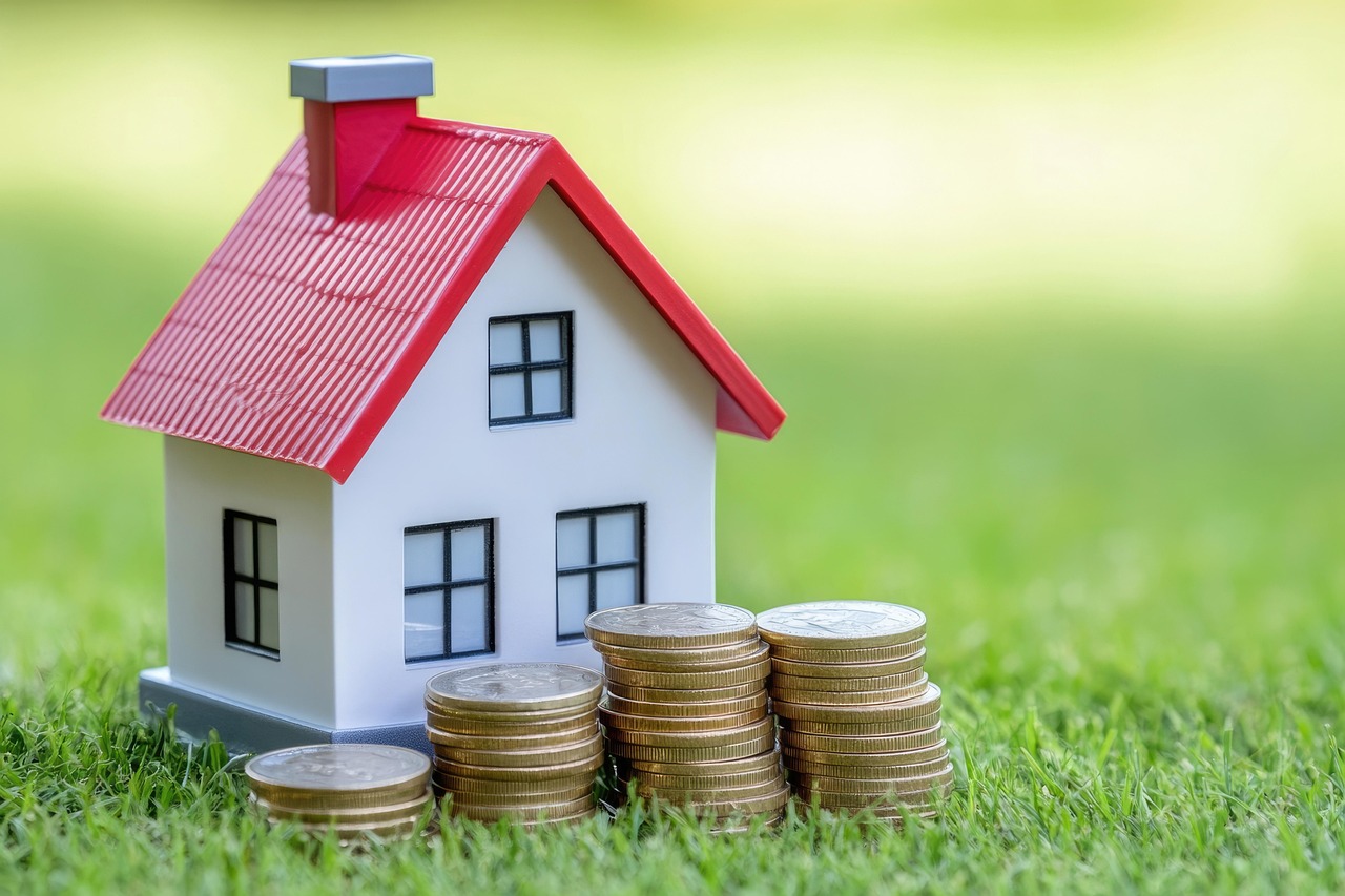 ai generated, real estate, house, coins, stacks, real, estate, investment, house model, investment concept, financial growth, miniature house, financial, growth, miniature